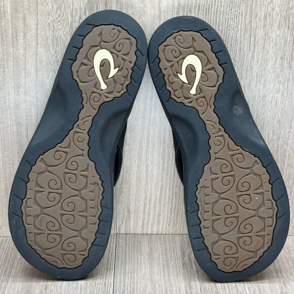 Olukai Sandals Womens Size 9 Ohana Comfort Thong Flip Flop Synthetic Black - Picture 10 of 11